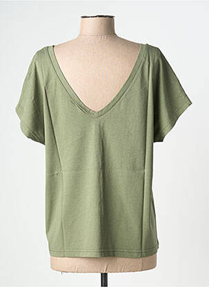T-shirt sérigraphie avec strass manches courtes vert NINE TEES femme