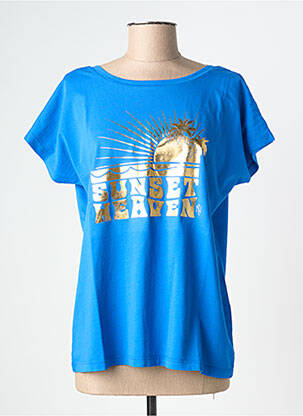 T-shirt sérigraphie manches courtes bleu NINE TEES femme