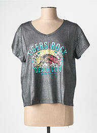 T-shirt col v manches courtes argent NINE TEES femme