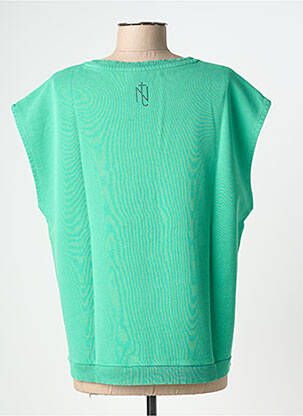 Sweat-shirt broderie manches courtes vert NINE TEES femme