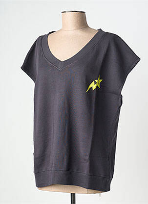 Sweat-shirt stretch manches courtes gris NINE TEES femme