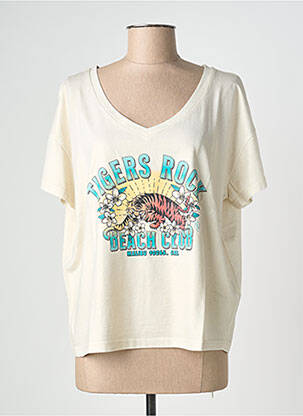 T-shirt col v manches courtes or NINE TEES femme