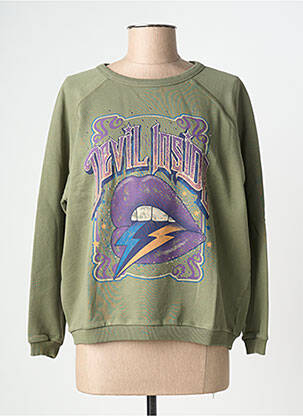 Sweat-shirt stretch manches longues vert NINE TEES femme