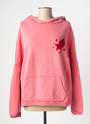 Sweat-shirt à capuche poches manches longues rose NINE TEES femme