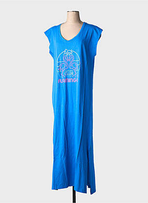Robe longue manches courtes manches courtes bleu NINE TEES femme