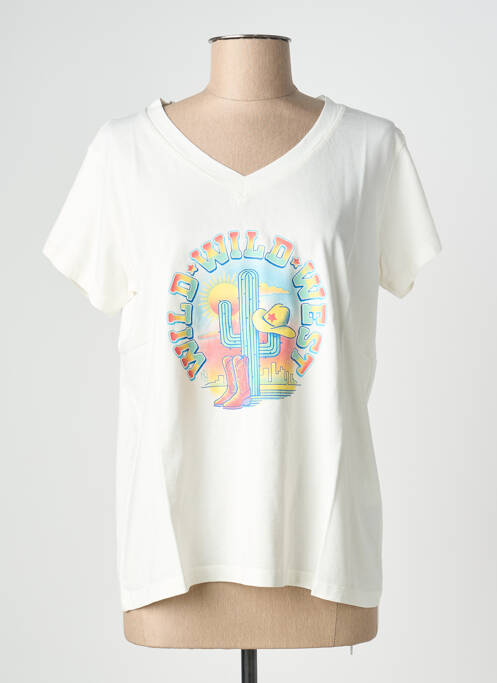 T-shirt coupe droite manches courtes beige NINE TEES femme