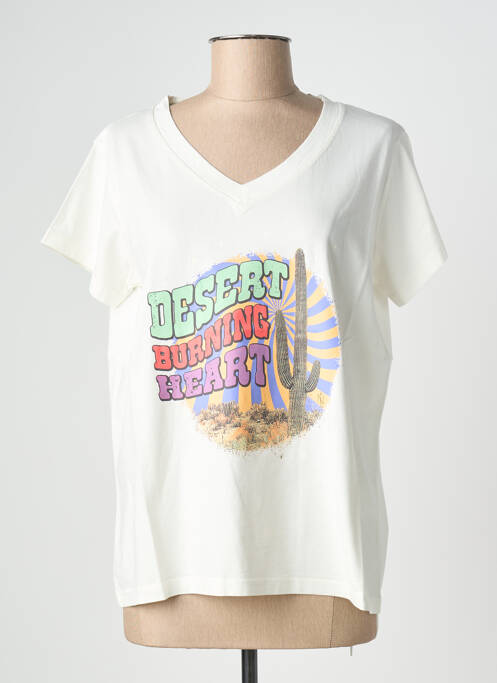 T-shirt coupe droite manches courtes beige NINE TEES femme