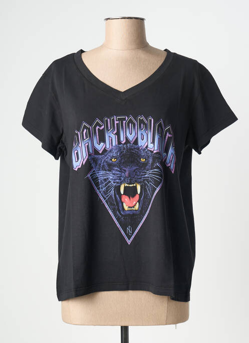 T-shirt col v manches courtes noir NINE TEES femme