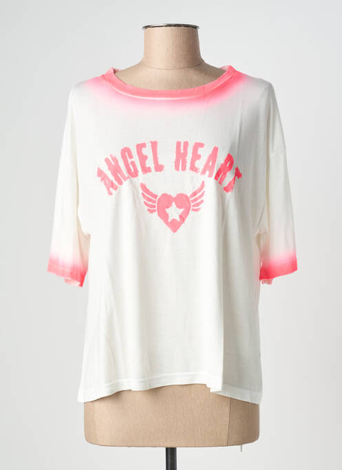 T-shirt sérigraphie manches courtes rose NINE TEES femme