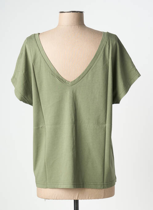 T-shirt sérigraphie avec strass manches courtes vert NINE TEES femme