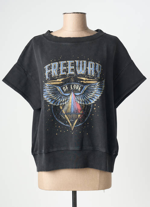 Sweat-shirt stretch manches courtes noir NINE TEES femme