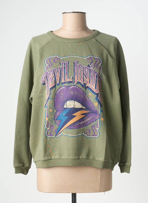 Sweat-shirt stretch manches longues vert NINE TEES femme