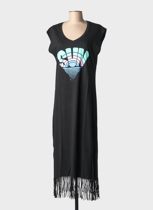 Robe longue manches courtes manches courtes noir NINE TEES femme