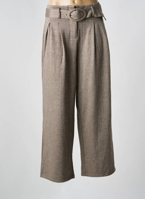 Pantalon large taille à pinces taille haute marron VILA femme