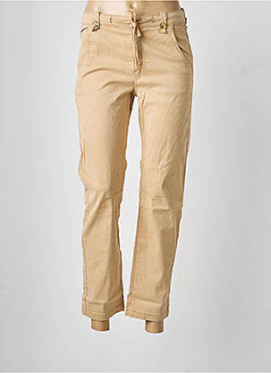 Pantalon 7/8 fermeture zippée sous rabat boutonné beige HAPPY femme