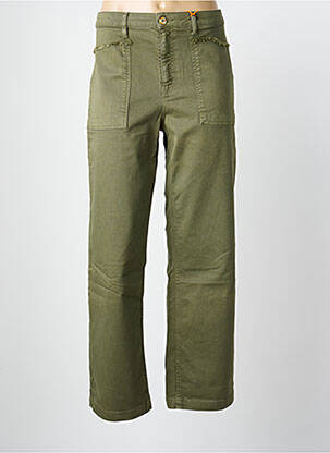Pantalon droit fermeture zippée sous rabat boutonné vert HAPPY femme