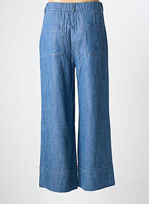Pantalon droit fermeture zippée sous rabat boutonné taille normale bleu BOCETTO femme