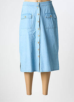 Jupe mi-longue taille normale bleu COLINE femme