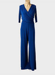 Combi-pantalon coupe cintrée manches 3/4 bleu WAIPAÏ femme