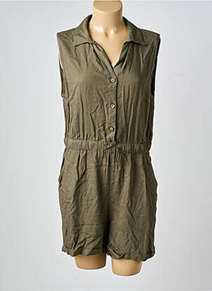 Combishort col chemisier sans manche vert LOSAN femme