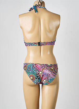 Maillot de bain 2 pièces bretelles élastiquées ajustables haut triangles violet CALAO femme