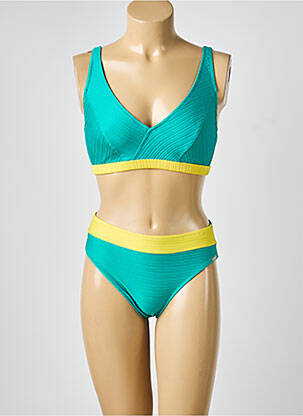 Maillot de bain 2 pièces haut triangles haut triangles vert LIDEA femme