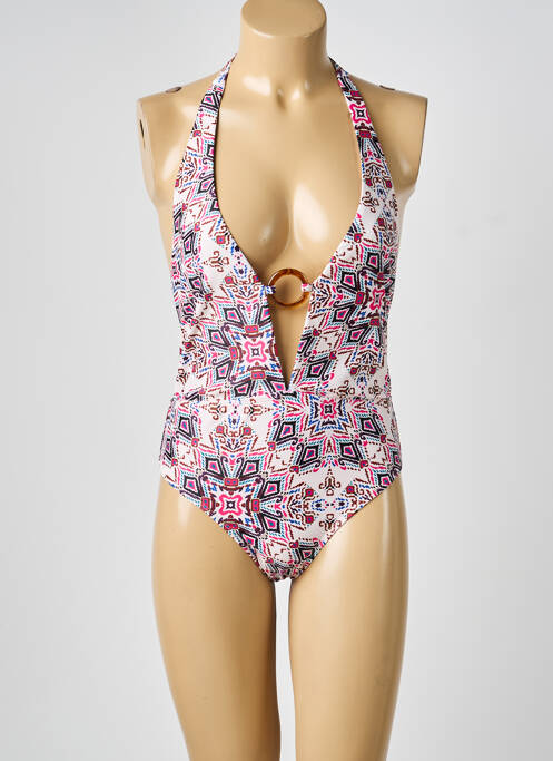 Maillot de bain 1 pièce imprimé fantaisie beige MOLLY BRACKEN femme