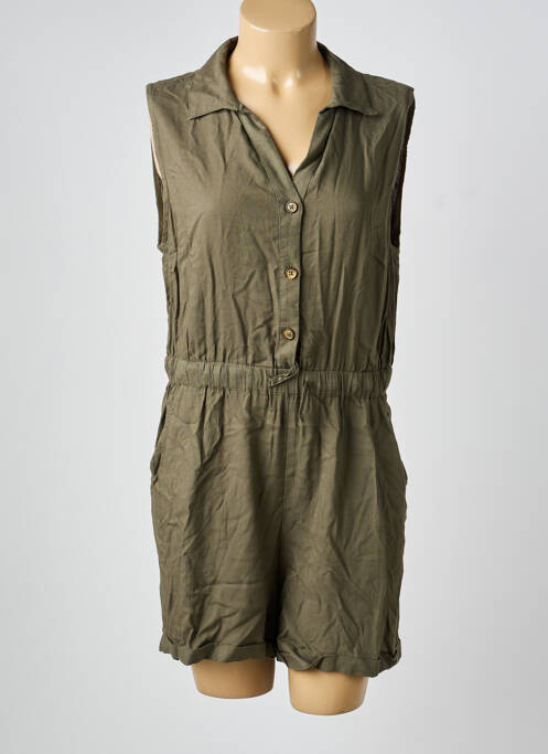 Combishort fermeture boutonnée sur le devant sans manche vert LOSAN femme