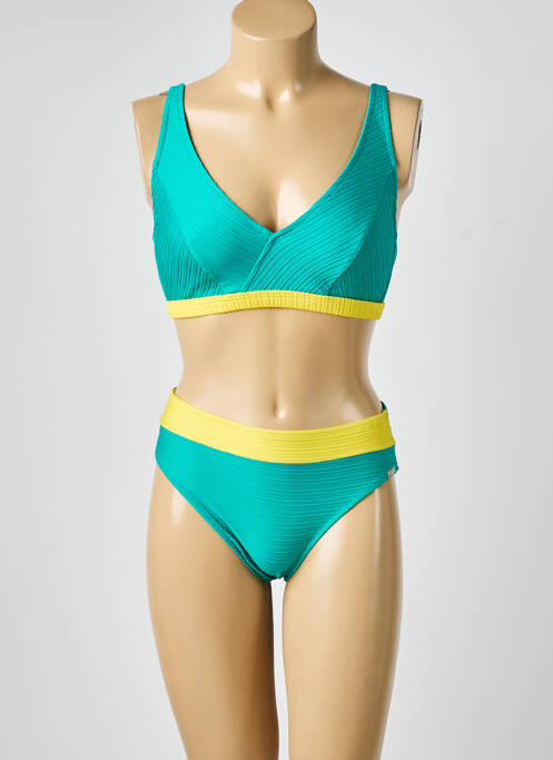 Maillot de bain 2 pièces haut triangles haut triangles vert LIDEA femme