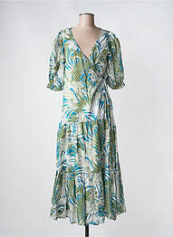 Robe longue imprimé fantaisie manches courtes vert MOLLY BRACKEN femme