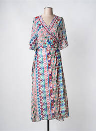 Robe longue imprimé fantaisie manches courtes blanc MOLLY BRACKEN femme