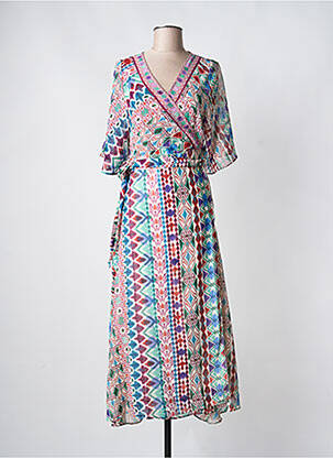 Robe longue imprimé fantaisie manches courtes blanc MOLLY BRACKEN femme