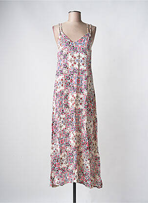 Robe longue imprimé fantaisie fines bretelles blanc MOLLY BRACKEN femme