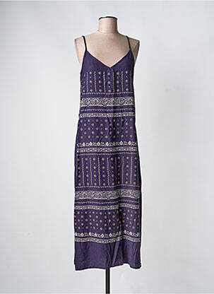 Robe mi-longue imprimé fantaisie fines bretelles bleu DINA & DESS femme