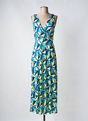 Robe longue imprimé fantaisie sans manche vert GENUINE femme