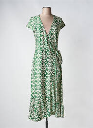 Robe longue imprimé fantaisie manches courtes vert ENCANDILATA femme