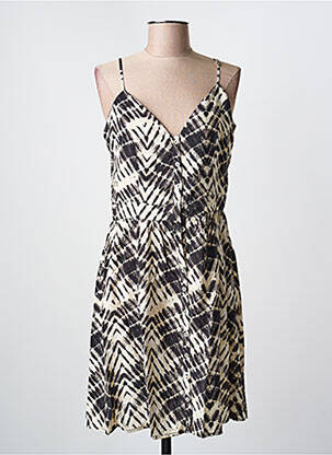 Robe mi-longue imprimé fantaisie fines bretelles beige MOLLY BRACKEN femme