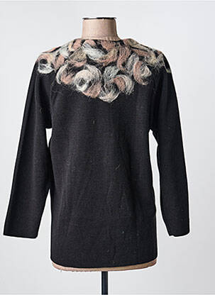 Gilet manches longues col rond noir NATURAL LIFE femme