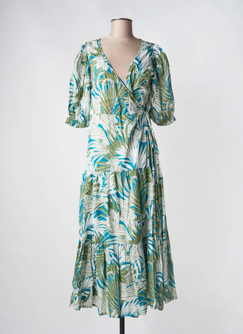 Robe longue imprimé fantaisie manches courtes vert MOLLY BRACKEN femme
