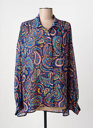 Chemisier tissage crêpe manches longues bleu MOLLY BRACKEN femme