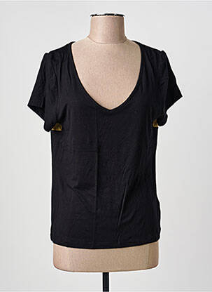 T-shirt col v manches courtes noir PAUL BRIAL femme