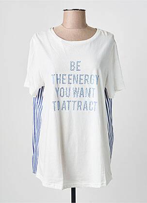 T-shirt sérigraphie avec strass manches courtes bleu BOCETTO femme