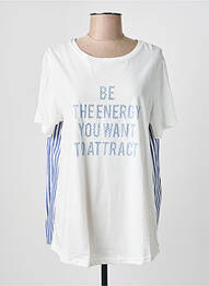 T-shirt sérigraphie avec strass manches courtes bleu BOCETTO femme