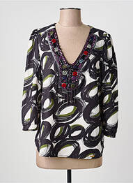 Top imprimé fantaisie manches longues noir DINA & DESS femme