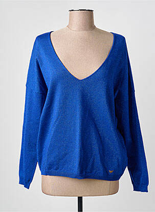 Pull col v manches longues bleu LPB femme