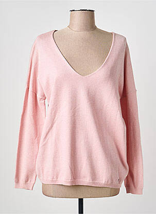 Pull col v manches longues rose clair LPB femme