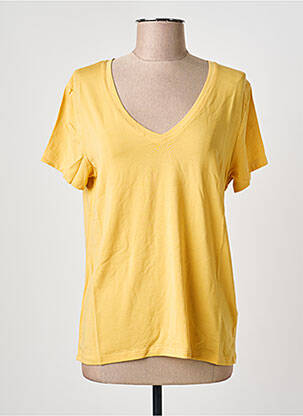 T-shirt col v manches courtes jaune LOSAN femme
