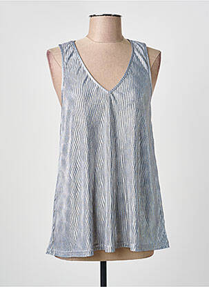 Top coupe cintrée sans manche bleu MOLLY BRACKEN femme