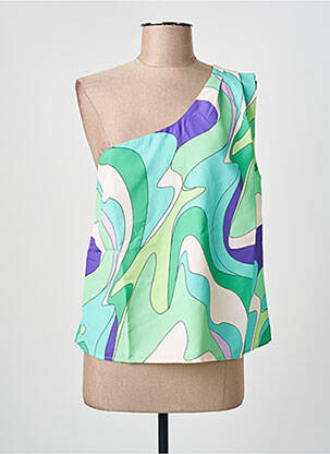 Top imprimé fantaisie sans manche vert MORGAN femme