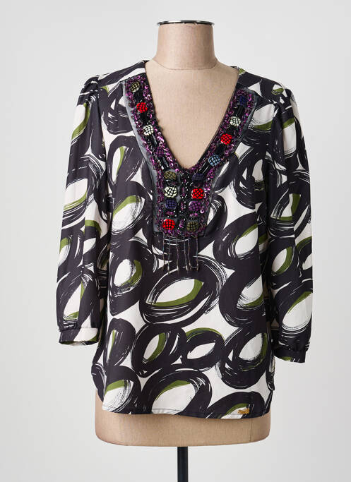Top imprimé fantaisie manches longues noir DINA & DESS femme